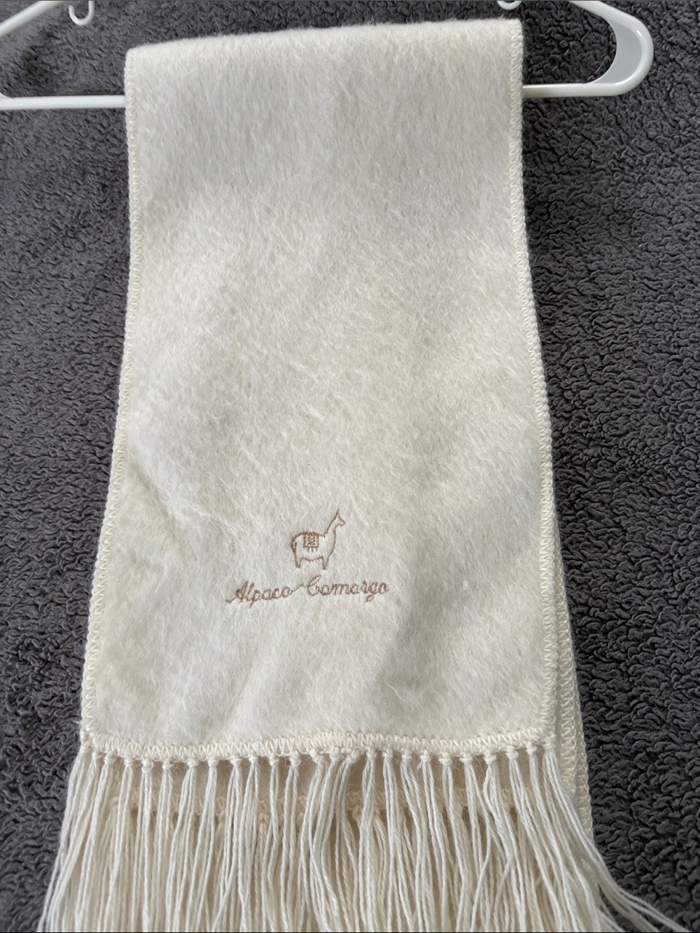 Alpaca Camargo Cream Alpaca Scarf with Fringe